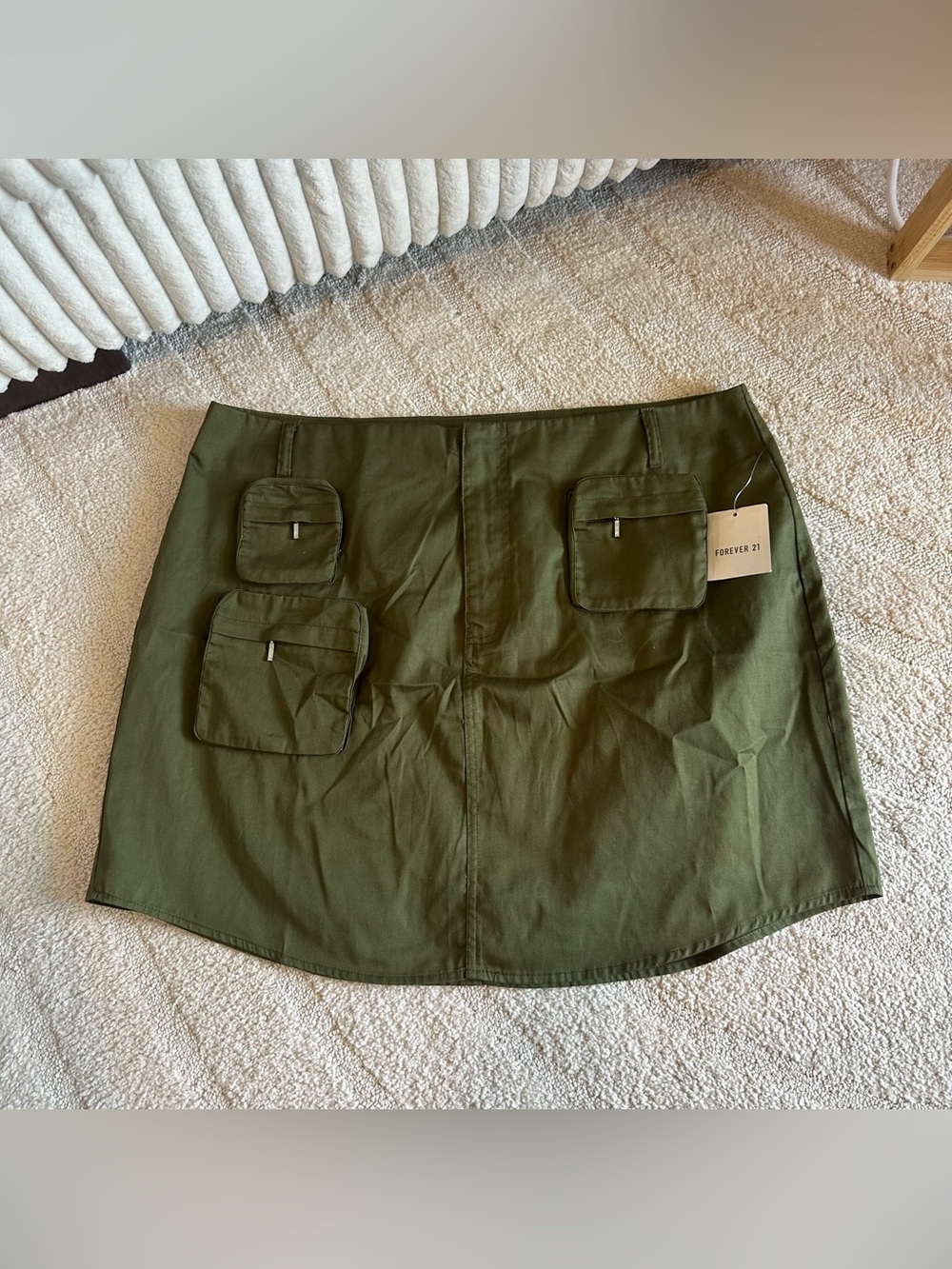 Forever 21 Women’s Olive Green Utility Mini Skirt